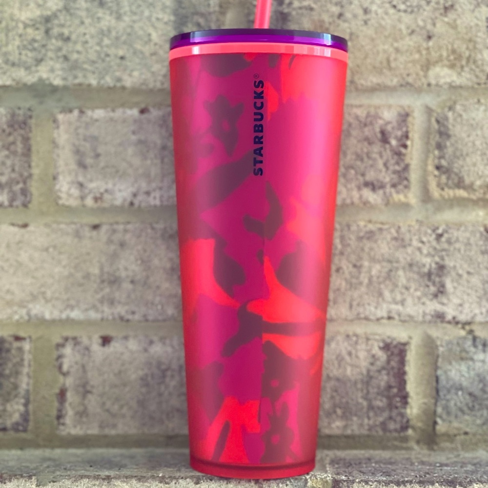NEW Starbucks Spring 2022 Soft Touch Floral  Red Venti Tumbler
